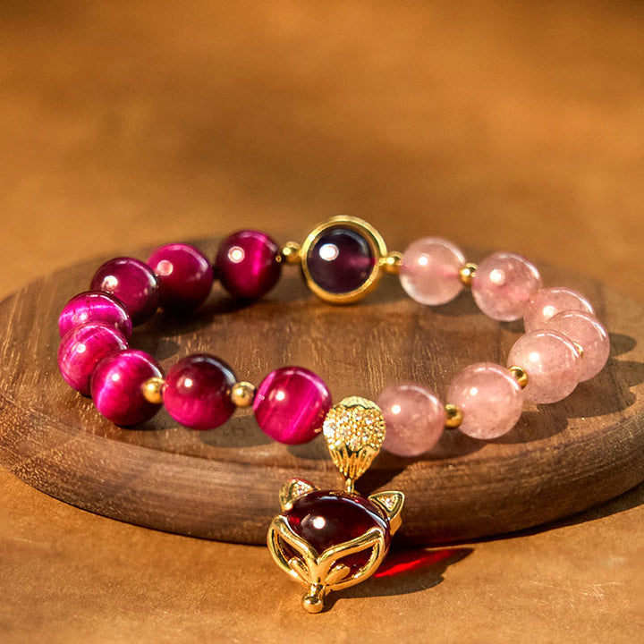 Braccialetto Buddha Stones Natural Strawberry Quartz Pixiu Love