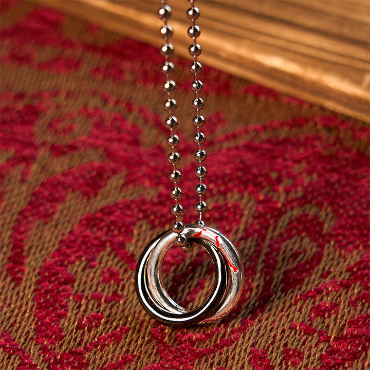 Collana con ciondolo portafortuna del Grande Carro con Buddha Stones in rame Qiankun Hoop