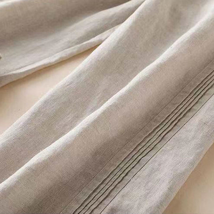 Pantaloni da donna a gamba larga in rayon con pieghe laterali e tasche, Buddha Stones Casual a tinta unita. - image 2