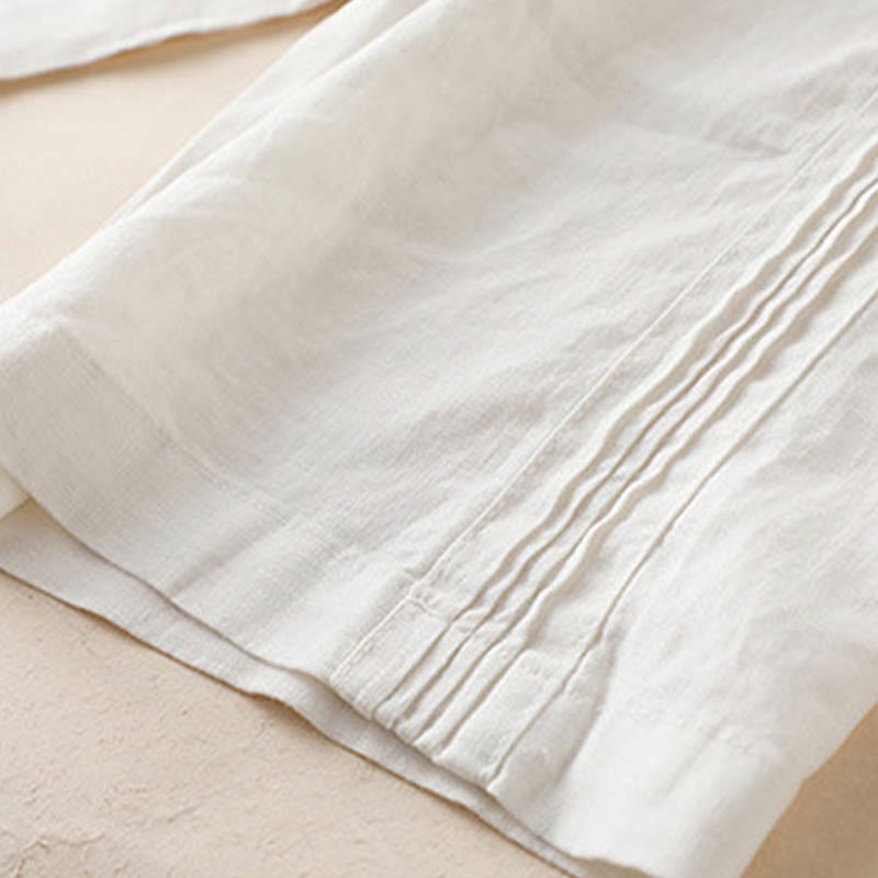 Pantaloni da donna a gamba larga in rayon con pieghe laterali e tasche, Buddha Stones Casual a tinta unita. - image 15
