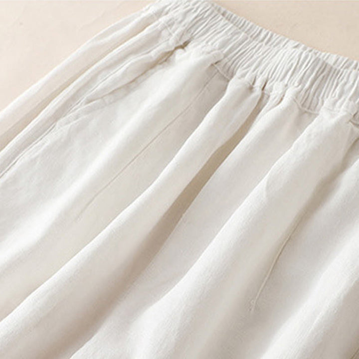 Pantaloni da donna a gamba larga in rayon con pieghe laterali e tasche, Buddha Stones Casual a tinta unita. - image 13