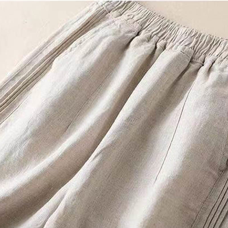 Pantaloni da donna a gamba larga in rayon con pieghe laterali e tasche, Buddha Stones Casual a tinta unita. - image 1