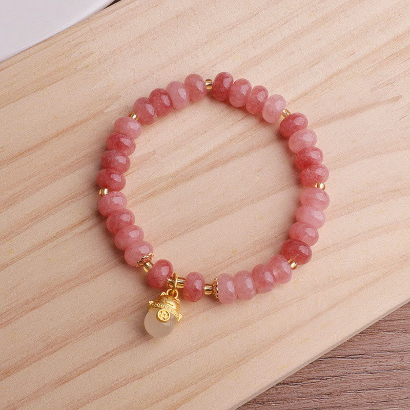 Braccialetto di guarigione con perline di gatto fortunato , Buddha Stones, quarzo fragola, giada ciano - image 8