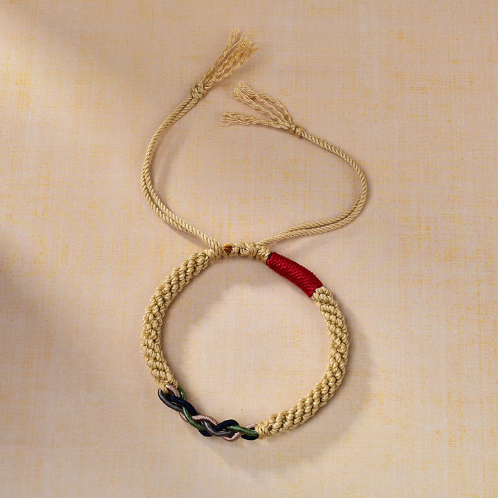 Braccialetto portafortuna in corda di cotone tibetano strofinato a mano Buddha Stones