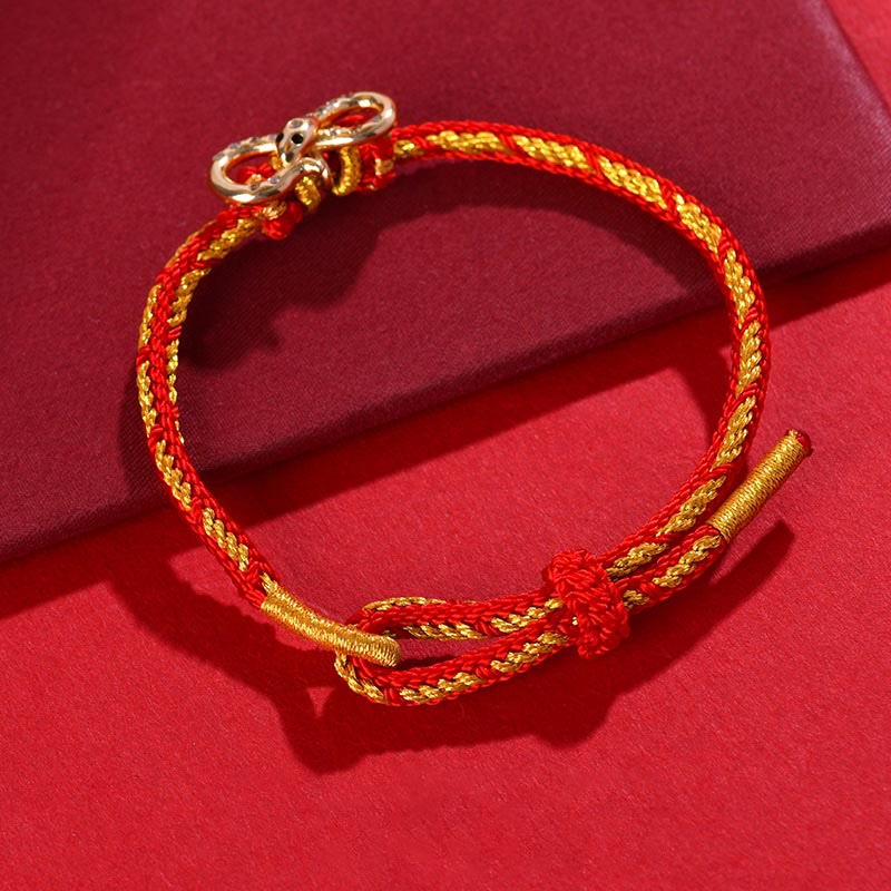 Braccialetto intrecciato con striscia di Mobius in corda rossa Buddha Stones, anno del serpente, fortuna