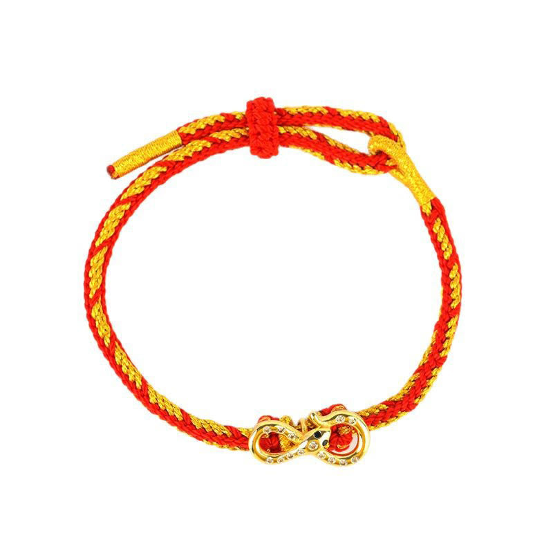 Braccialetto intrecciato con striscia di Mobius in corda rossa Buddha Stones, anno del serpente, fortuna