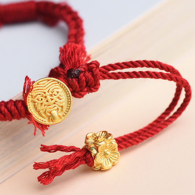 Braccialetto di protezione con nappa di fiori in corda tibetana con Buddha Stones , Zakiram, dea della ricchezza