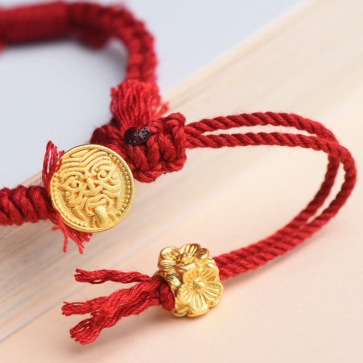 Braccialetto di protezione con nappa di fiori in corda tibetana con Buddha Stones , Zakiram, dea della ricchezza