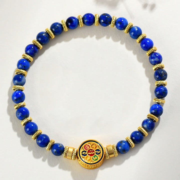 Bracciale equilibrio Buddha Stones, lazurite naturale, lapislazzuli Om Mani Padme Hum - image 2