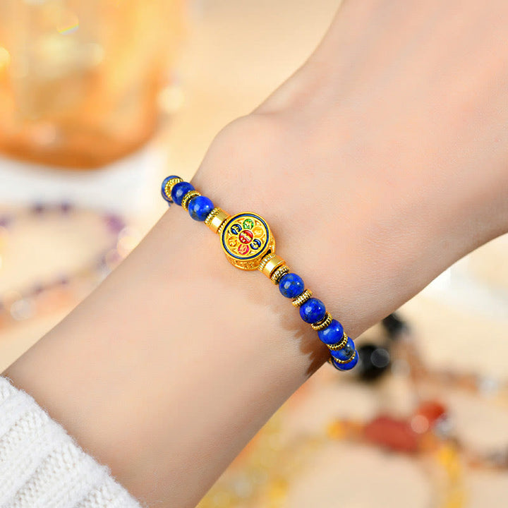 Bracciale equilibrio Buddha Stones, lazurite naturale, lapislazzuli Om Mani Padme Hum - image 3