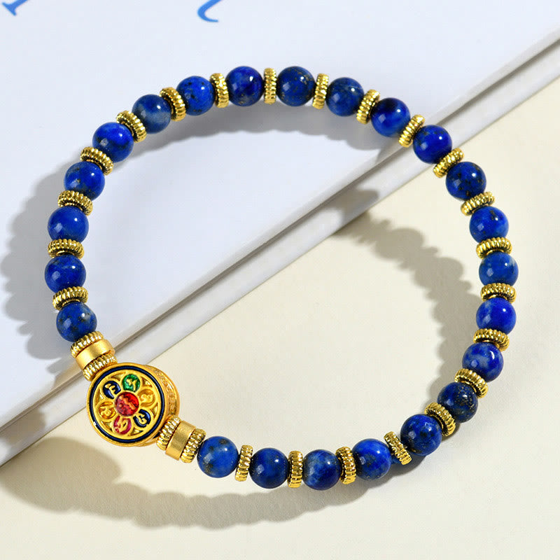 Bracciale equilibrio Buddha Stones, lazurite naturale, lapislazzuli Om Mani Padme Hum - image 1