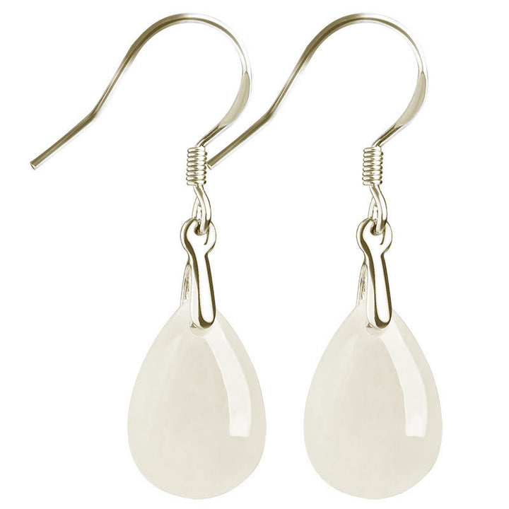 Orecchini pendenti Buddha Stones in argento sterling 925 con motivo a goccia d'acqua e giada, motivo fortuna e prosperità - image 8