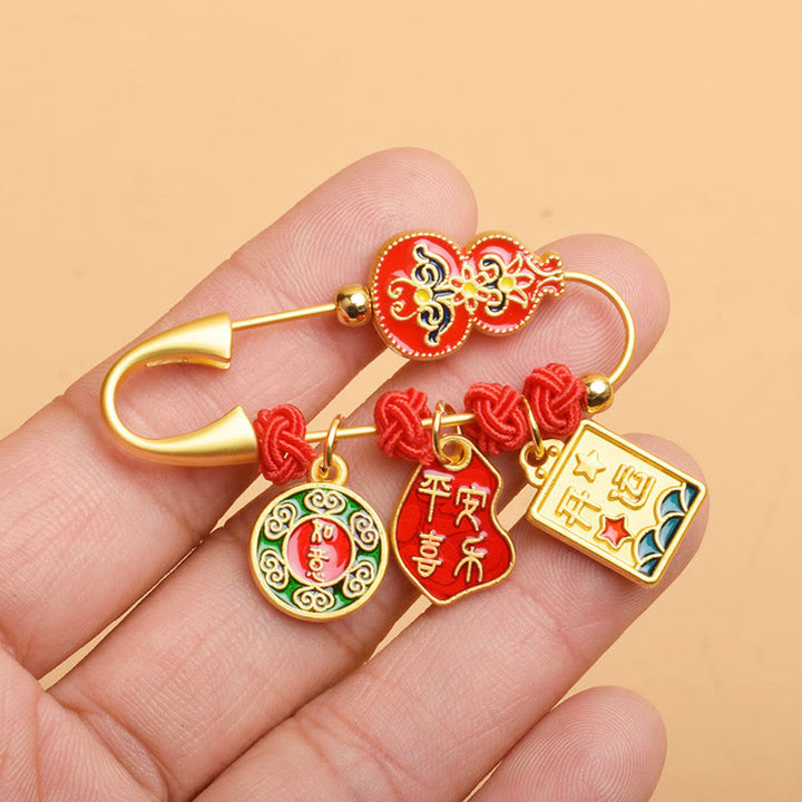 Spilla di benedizione con carattere Fu del leone danzante Buddha Stones, sicuro e in salute