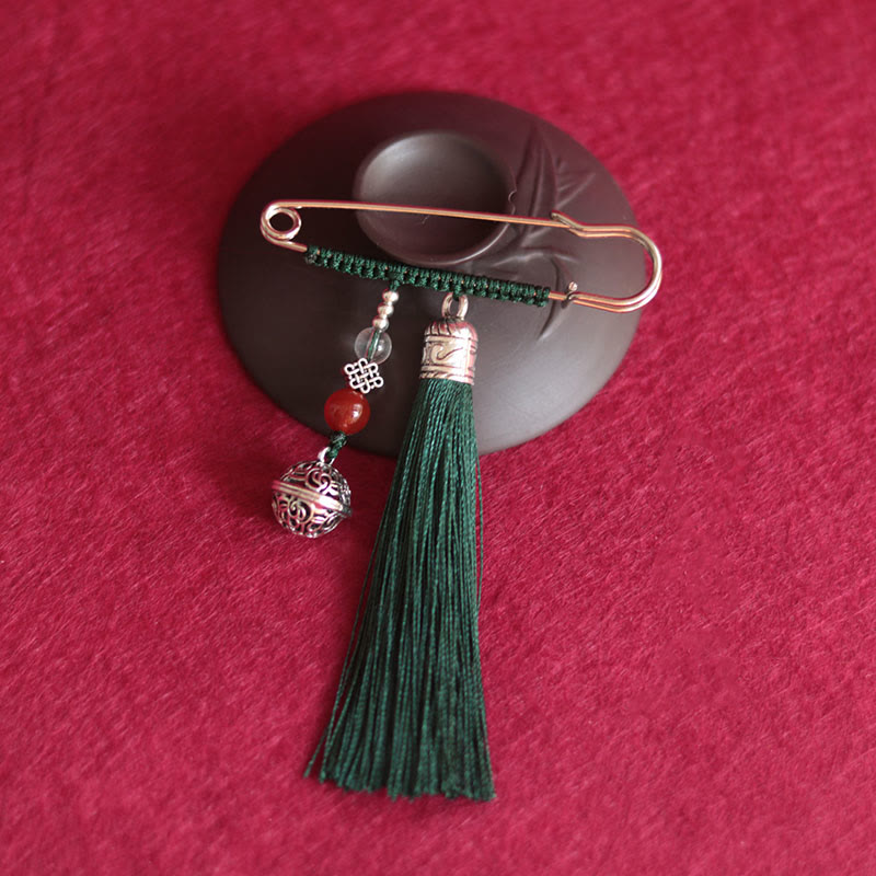 Spilla con nappe a forma di campana retrò con Buddha Stones