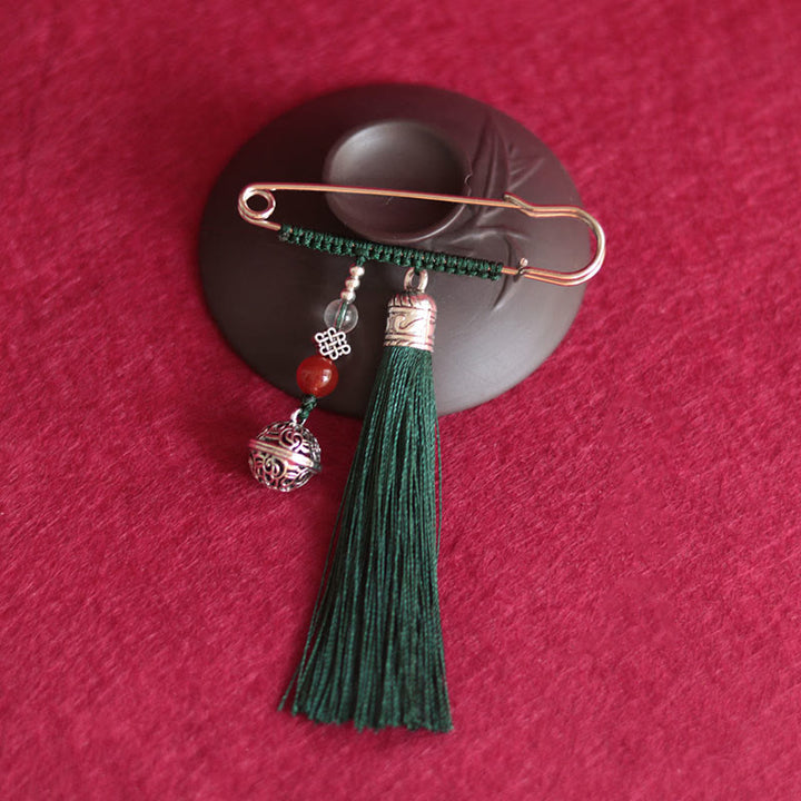 Spilla con nappe a forma di campana retrò con Buddha Stones