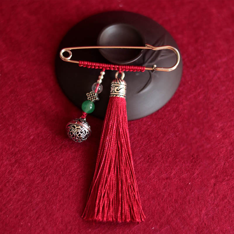 Spilla con nappe a forma di campana retrò con Buddha Stones
