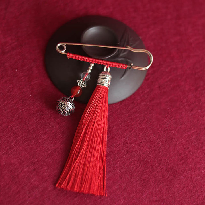 Spilla con nappe a forma di campana retrò con Buddha Stones