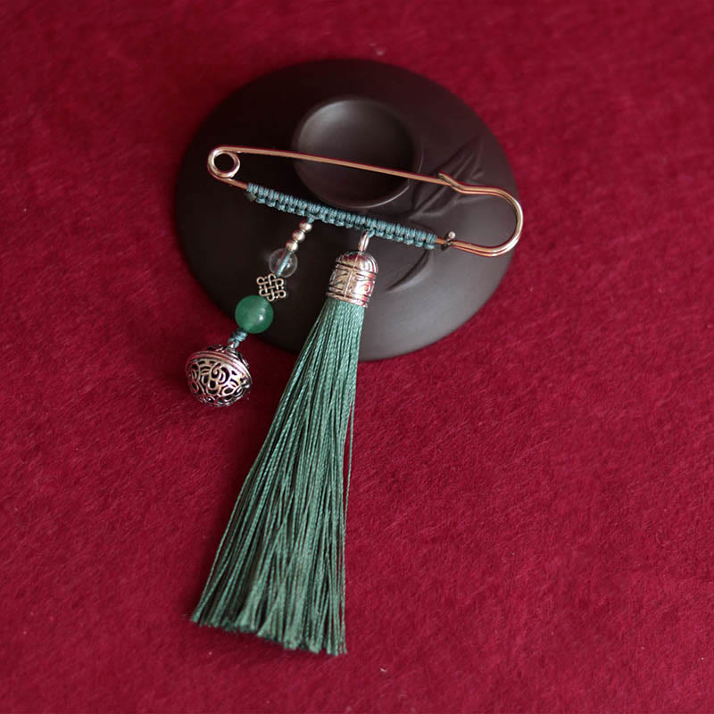 Spilla con nappe a forma di campana retrò con Buddha Stones