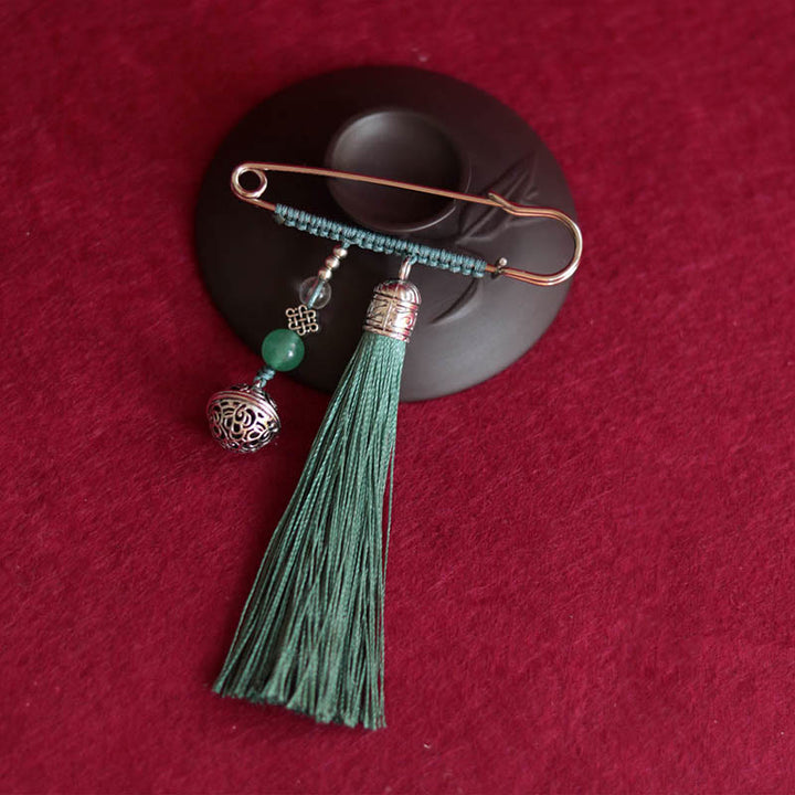 Spilla con nappe a forma di campana retrò con Buddha Stones