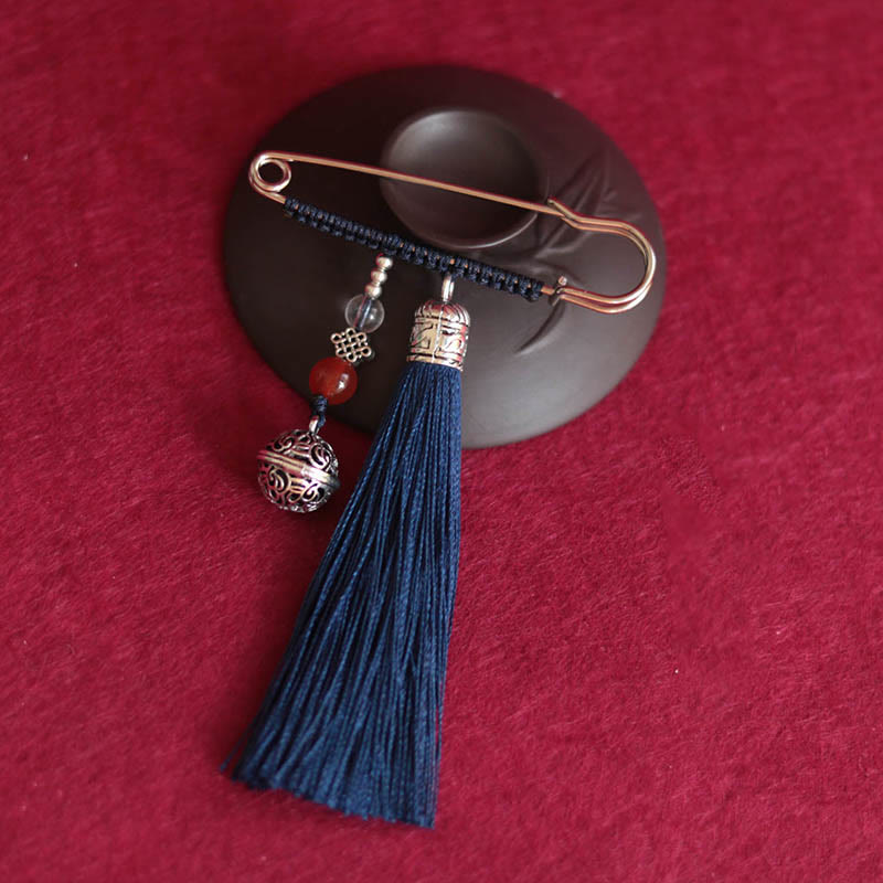 Spilla con nappe a forma di campana retrò con Buddha Stones