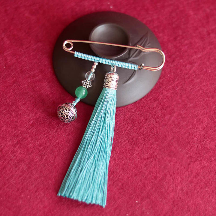 Spilla con nappe a forma di campana retrò con Buddha Stones