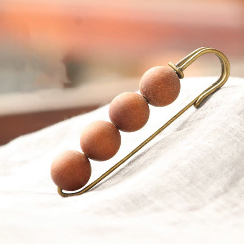 Buddha Stones Sandalo Vintage Agathis Alba Ebano Legno Peltogyne Perline Spilla Guarigione