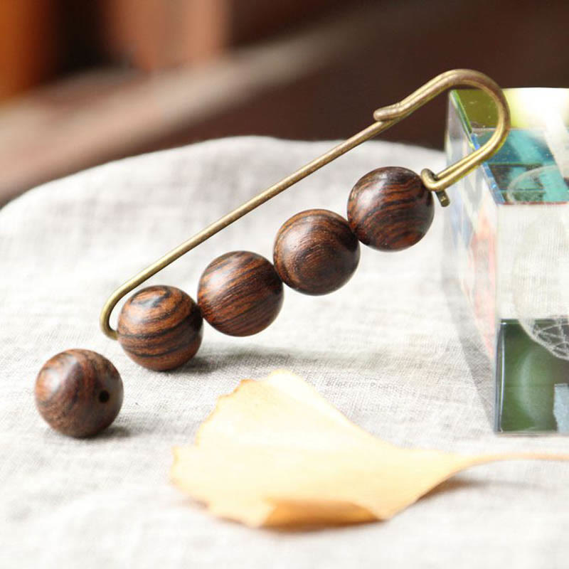 Buddha Stones Sandalo Vintage Agathis Alba Ebano Legno Peltogyne Perline Spilla Guarigione