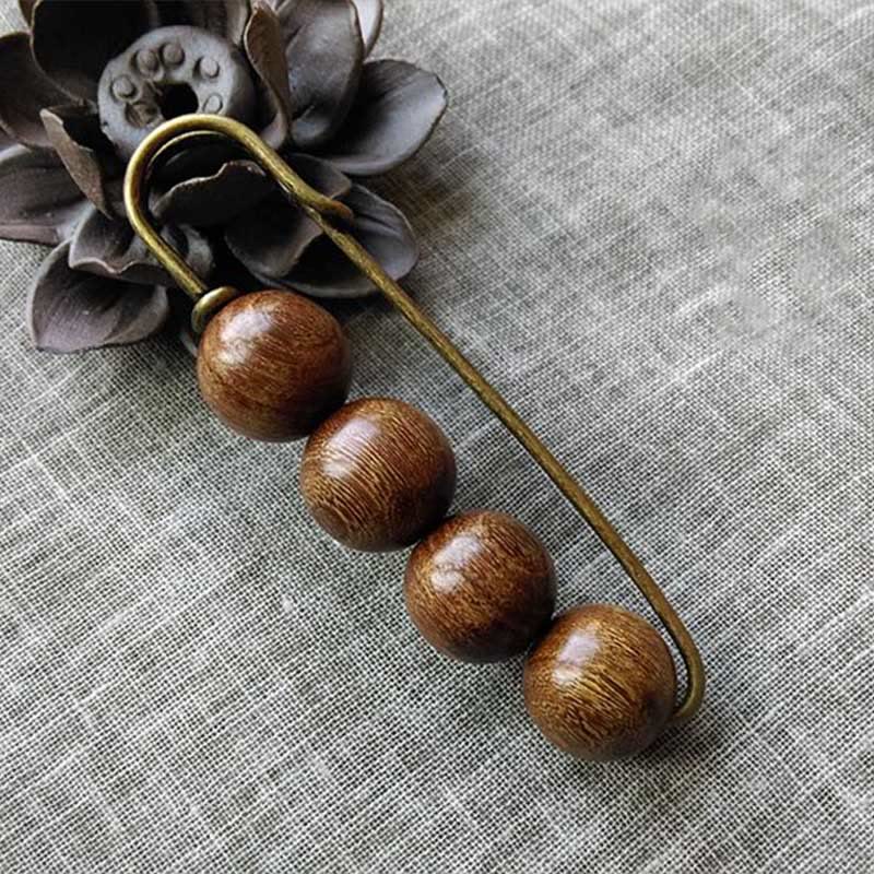 Buddha Stones Sandalo Vintage Agathis Alba Ebano Legno Peltogyne Perline Spilla Guarigione