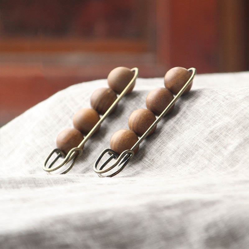 Buddha Stones Sandalo Vintage Agathis Alba Ebano Legno Peltogyne Perline Spilla Guarigione