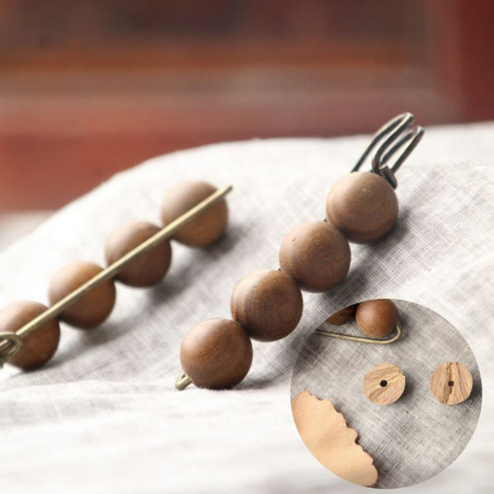Buddha Stones Sandalo Vintage Agathis Alba Ebano Legno Peltogyne Perline Spilla Guarigione