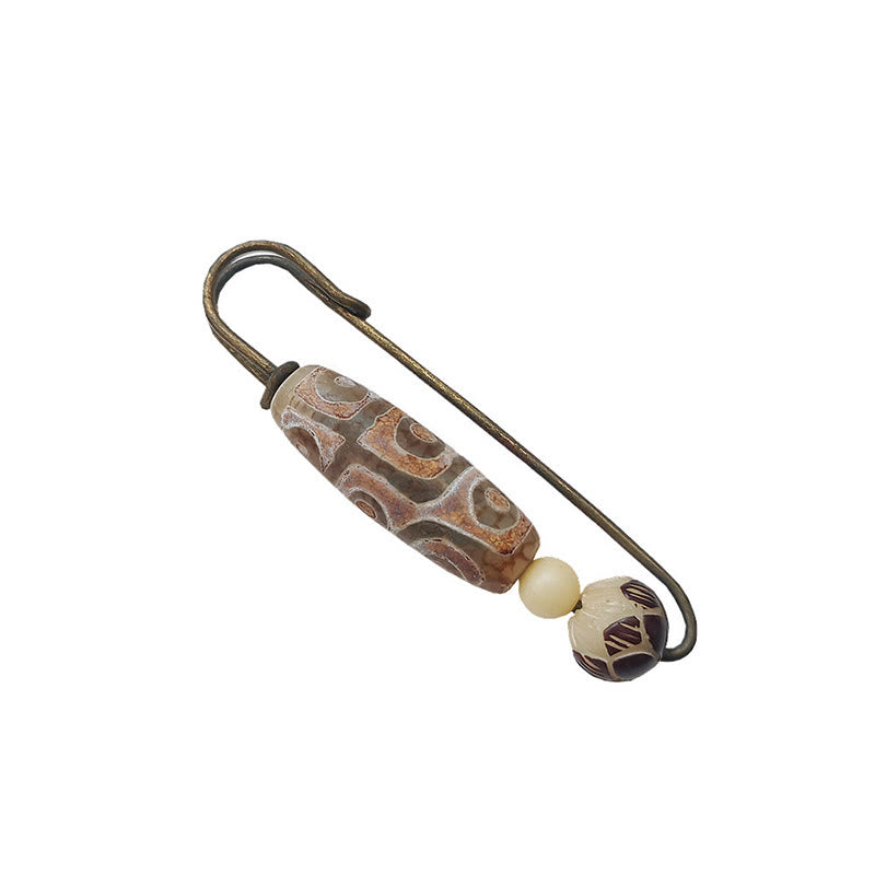 Spilla di protezione con perline Dzi a nove occhi Buddha Stones Bodhi Seed Lotus