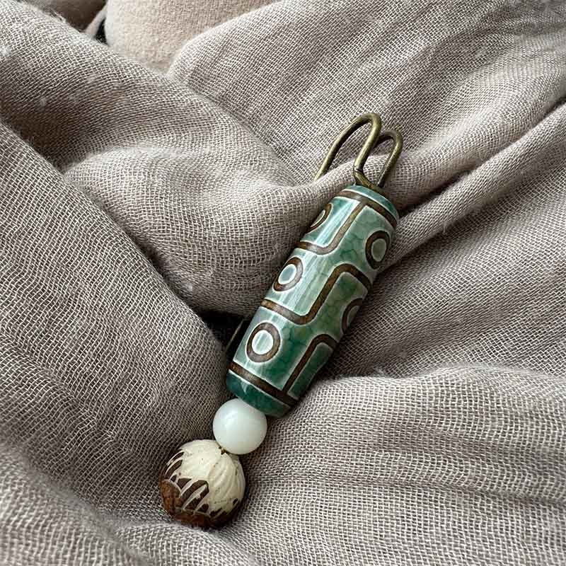Spilla di protezione con perline Dzi a nove occhi Buddha Stones Bodhi Seed Lotus