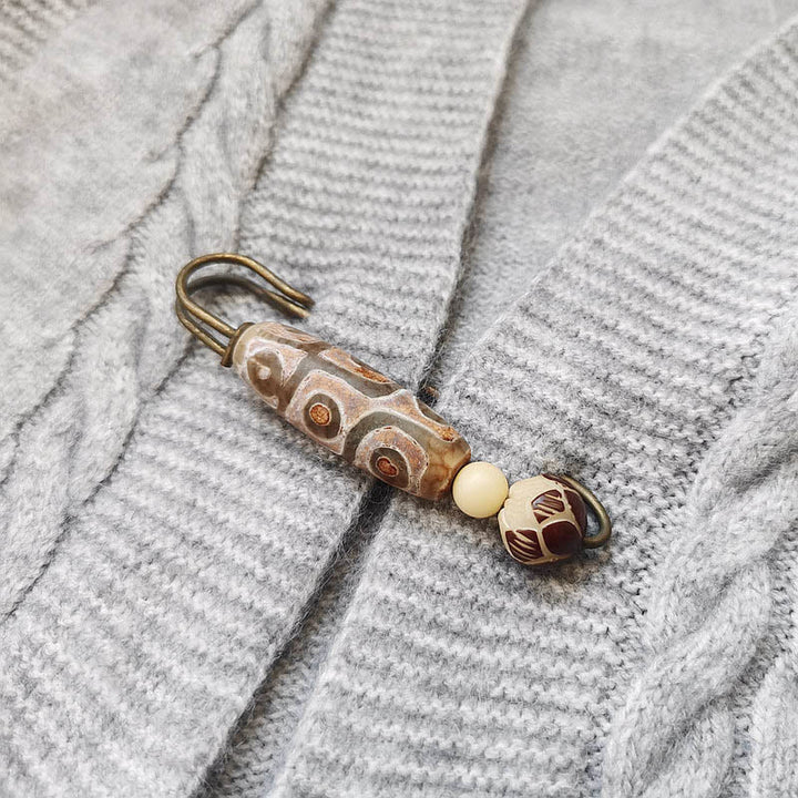 Spilla di protezione con perline Dzi a nove occhi Buddha Stones Bodhi Seed Lotus