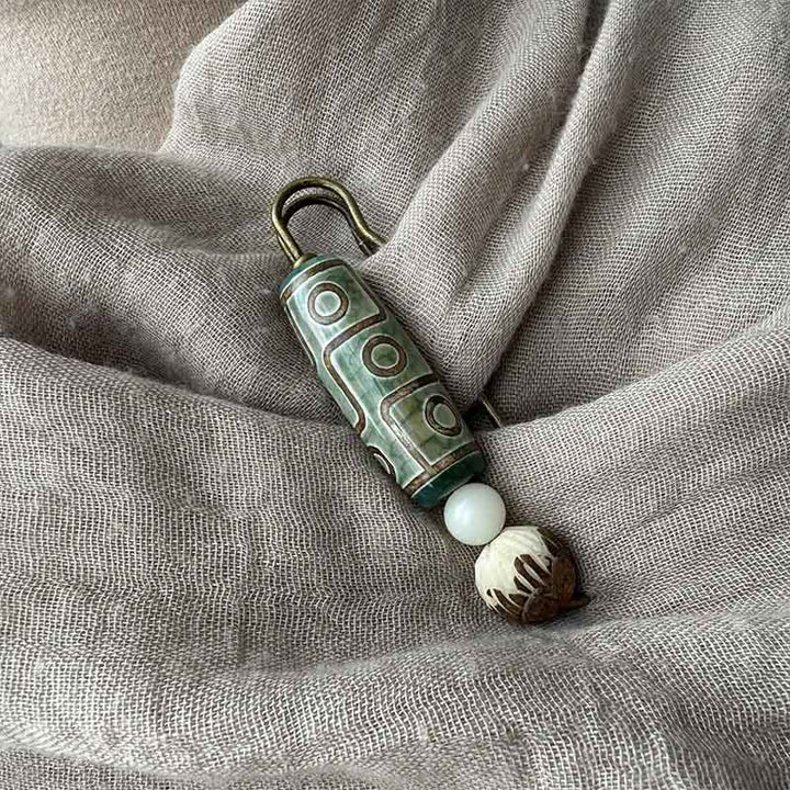 Spilla di protezione con perline Dzi a nove occhi Buddha Stones Bodhi Seed Lotus