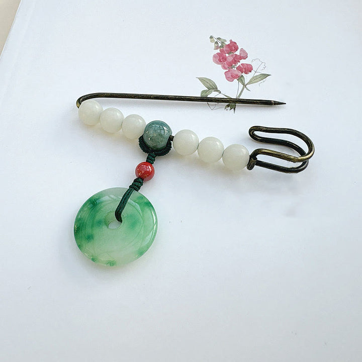 Spilla con fibbia della pace, seme di Bodhi, pietre di Buddha Stones, giada, fortuna