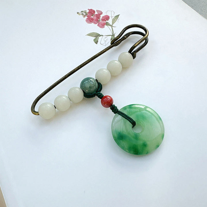 Spilla con fibbia della pace, seme di Bodhi, pietre di Buddha Stones, giada, fortuna