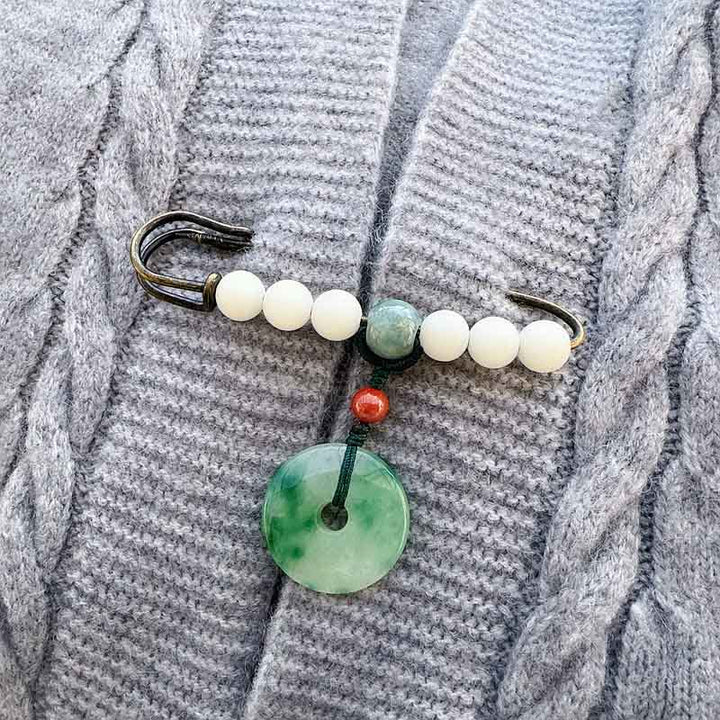 Spilla con fibbia della pace, seme di Bodhi, pietre di Buddha Stones, giada, fortuna