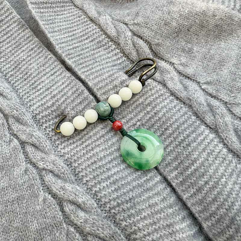 Spilla con fibbia della pace, seme di Bodhi, pietre di Buddha Stones, giada, fortuna