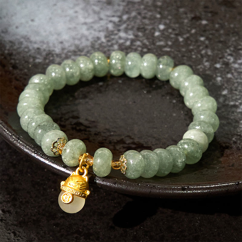Braccialetto di guarigione con perline di gatto fortunato , Buddha Stones, quarzo fragola, giada ciano - image 12