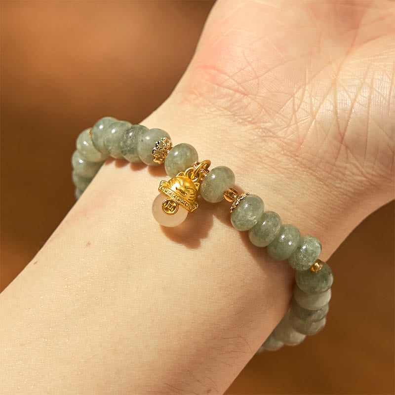 Braccialetto di guarigione con perline di gatto fortunato , Buddha Stones, quarzo fragola, giada ciano - image 16