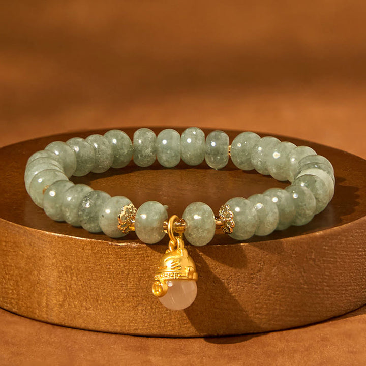 Braccialetto di guarigione con perline di gatto fortunato , Buddha Stones, quarzo fragola, giada ciano - image 13