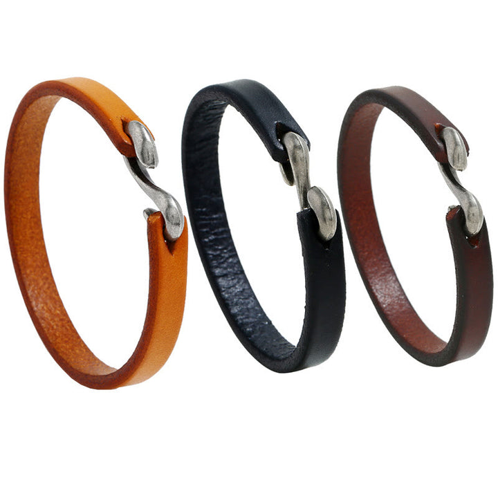 Bracciale Buddha Stones Vintage in pelle con fibbia semplice e resistente
