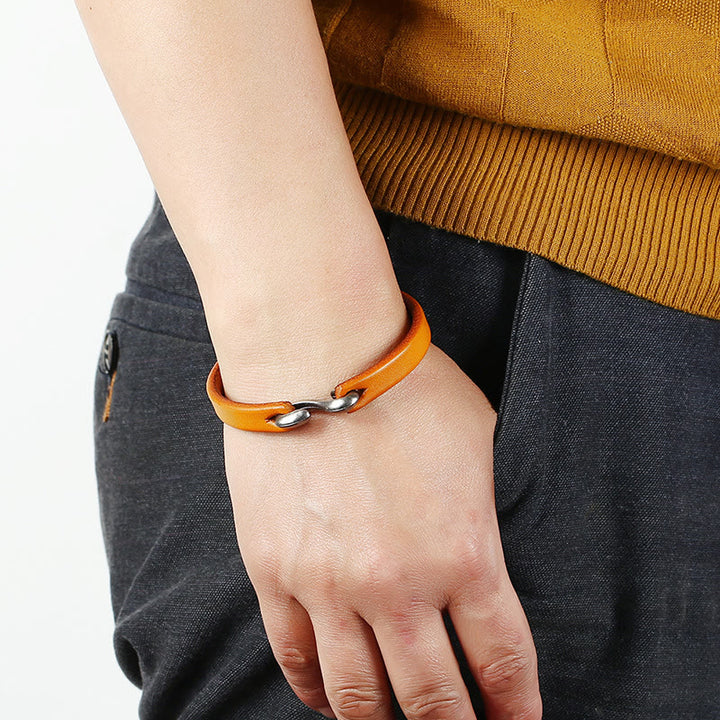 Bracciale Buddha Stones Vintage in pelle con fibbia semplice e resistente
