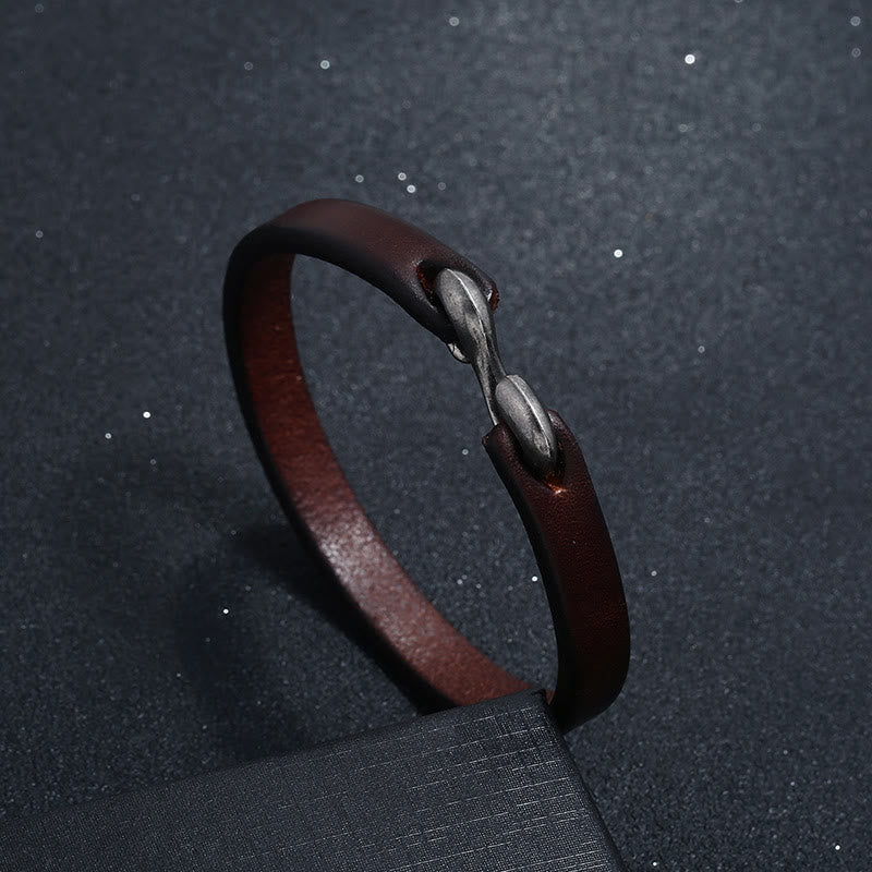 Bracciale Buddha Stones Vintage in pelle con fibbia semplice e resistente