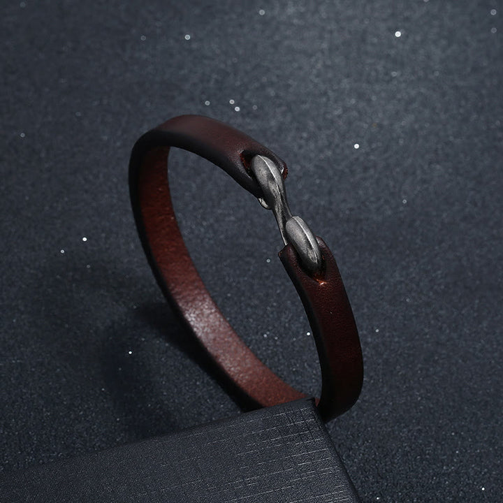 Bracciale Buddha Stones Vintage in pelle con fibbia semplice e resistente