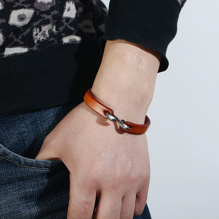 Bracciale Buddha Stones Vintage in pelle con fibbia semplice e resistente