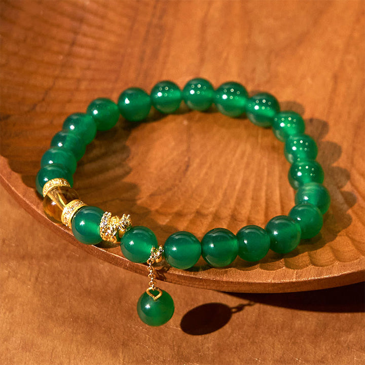 Braccialetto di potenza Buddha Stones Year of the Snake, agata verde e citrino