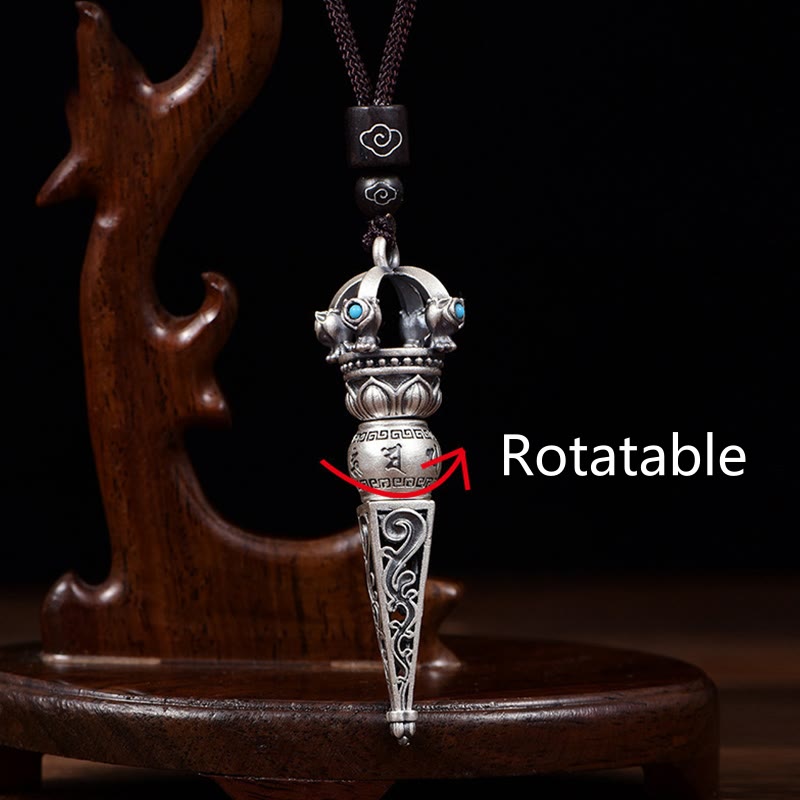 Ciondolo con collana girevole Buddha Stones tibetano Om Mani Padme Hum Dorje Vajra Design Wisdom - image 3