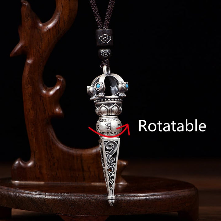 Ciondolo con collana girevole Buddha Stones tibetano Om Mani Padme Hum Dorje Vajra Design Wisdom - image 3