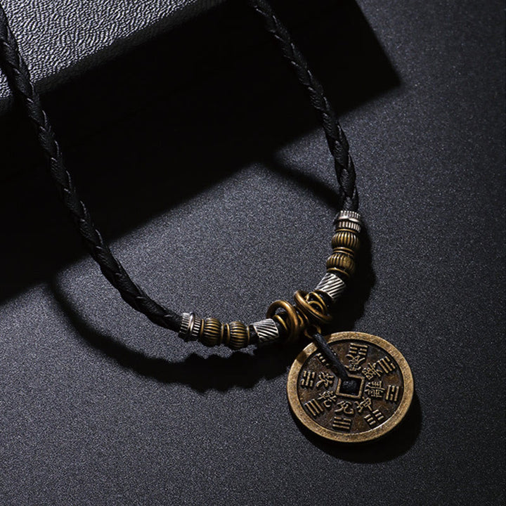 Buddha Stones Montagna Fantasmi Spendere Soldi Bagua Lega Rame Moneta Armonia Collana Pendente